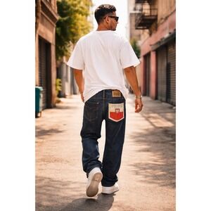 Dolce & Gabbana D&G Mens Polska Poland Flag Dark Wash High Waist Jeans Size 30